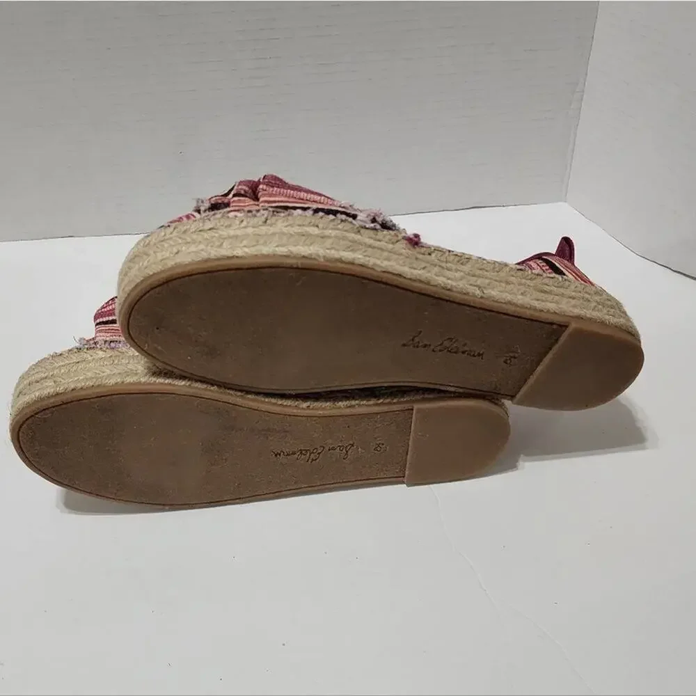 SAM Edelman Pink Black Pattern Cabrera Fabric Espadrille Women's US‎ 8.5M